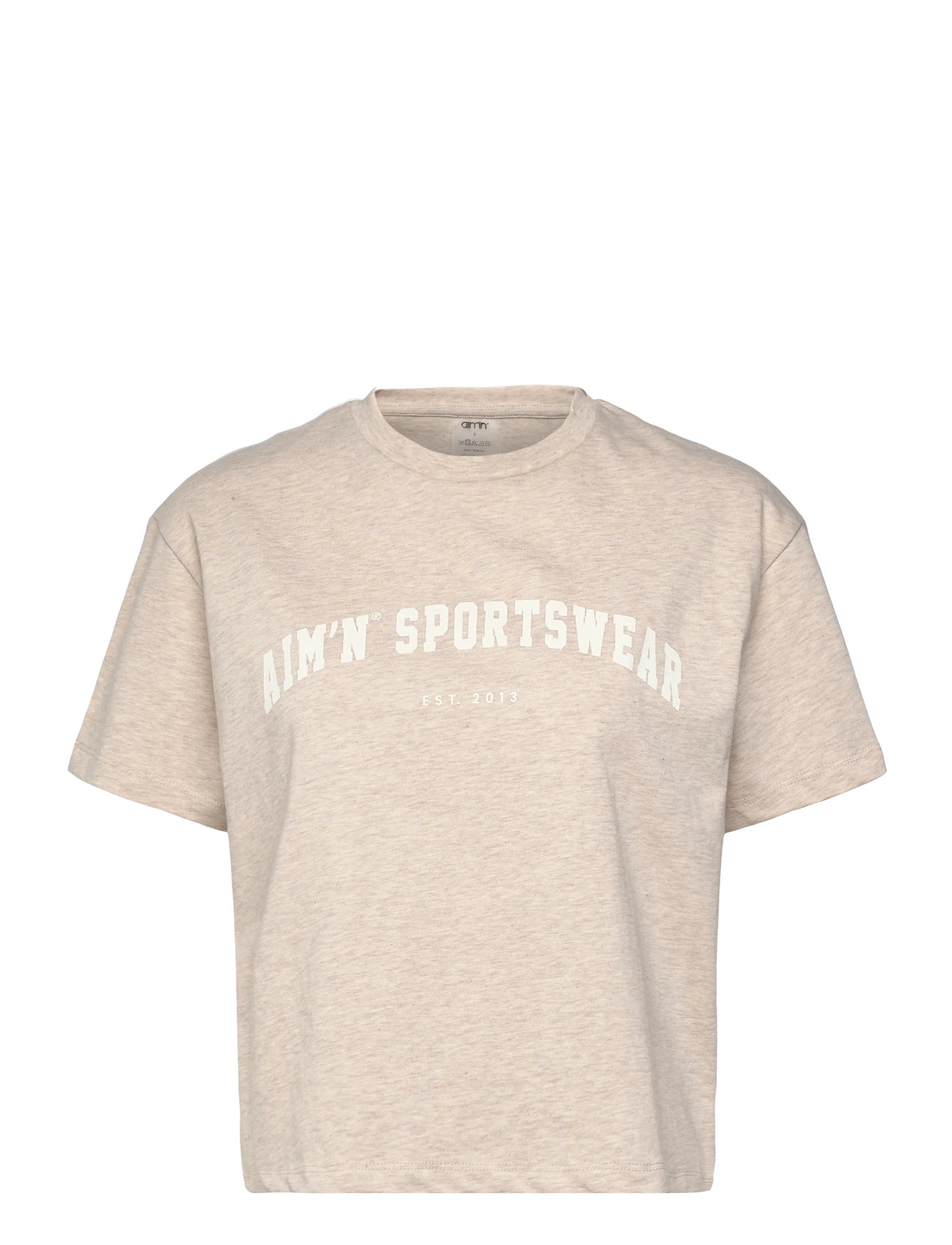 aim ́n Varsity Boxy T-Shirt, L, Beige, Sports Overdele & T-shirts > Sport T-shirts, Dame
