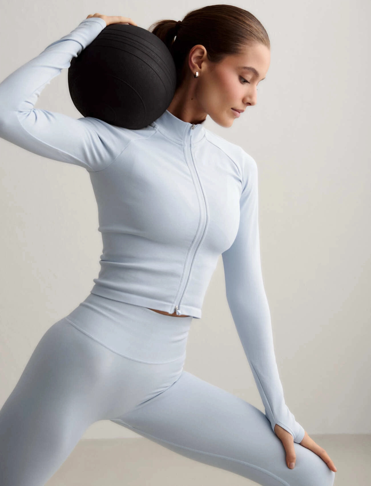 aim ́n Shape Seamless Zip Jacket, L, Blue, Sport Sweatshirts & Hoodies > Sport Sweatshirts, Dame