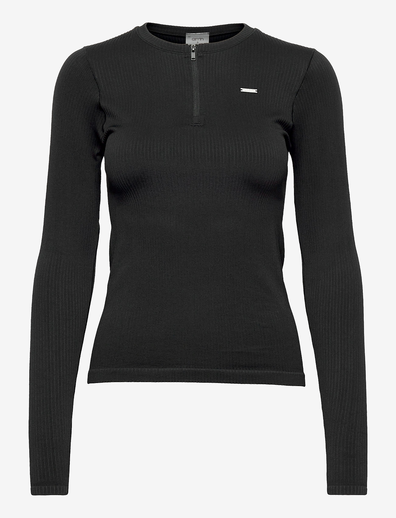 AIM'N Black Ribbed Zip Long Sleeve 