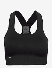 High Support Ribbed Bra - BLACK