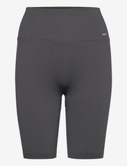 Shadow Grey Ribbed Seamless Biker Shorts - SHADOW GREY