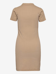 AIM'N - Solid Beige Ribbed Seamless Polo Dress - sports dresses - solid beige - 2