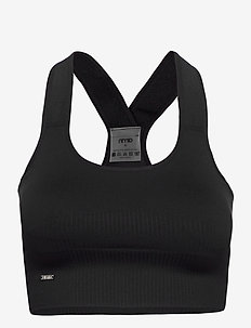 Black High Support Ribbed Bra - augsts atbalsts - black