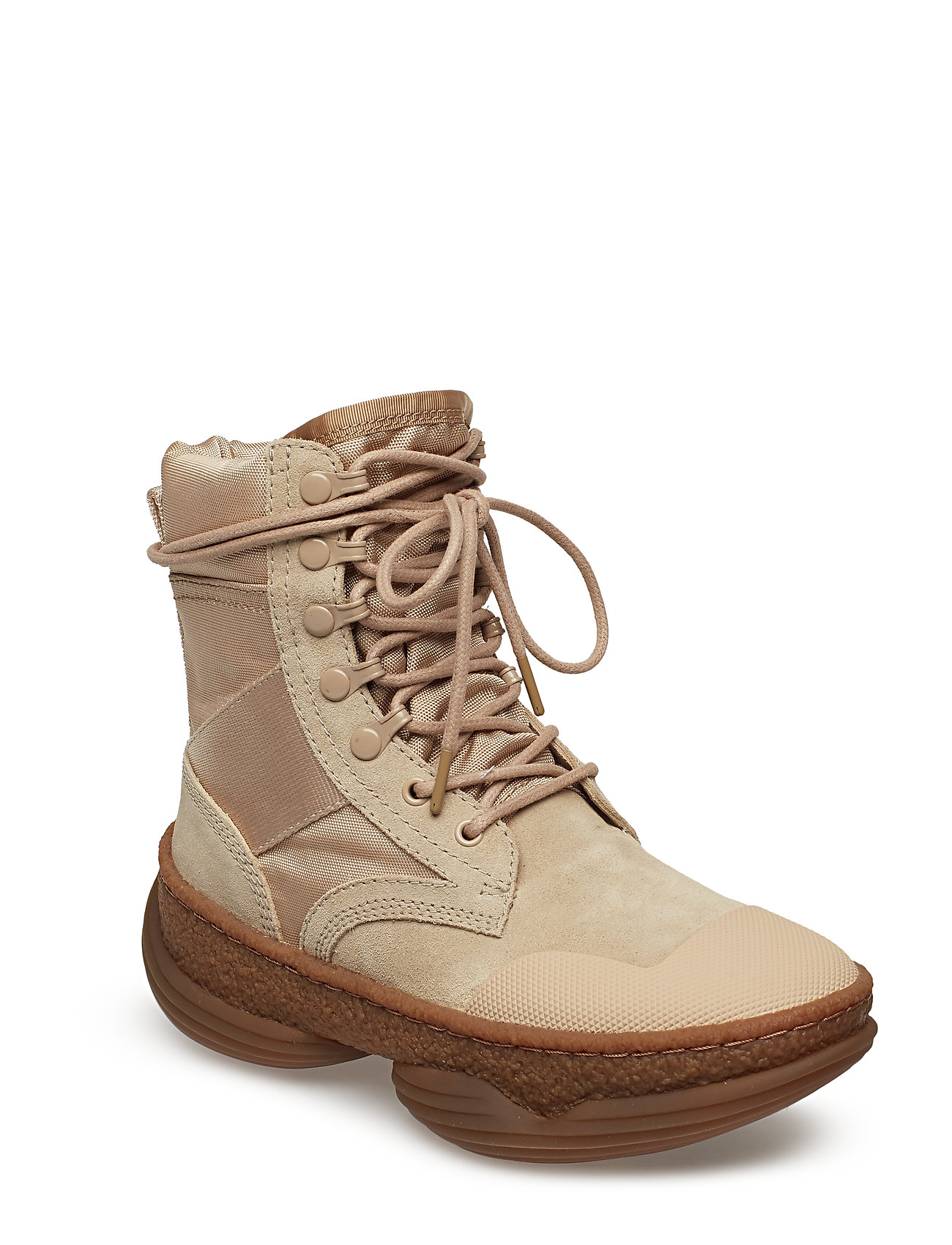 Alexander Wang A1 Combat Boot Sand Suede/Canvas Shoes Boots Ankle - Flat Brun [Color: SAND ][Sex: Women ][Sizes: 36,37,41 ]