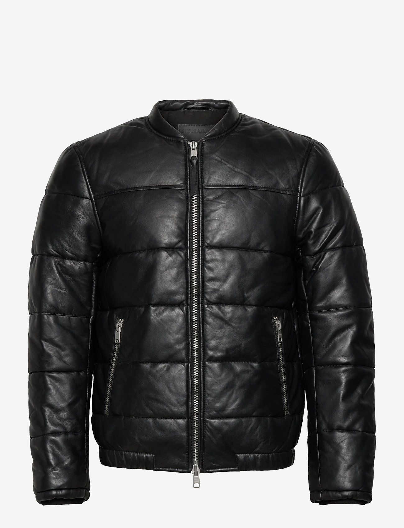 allsaints leather puffer jacket