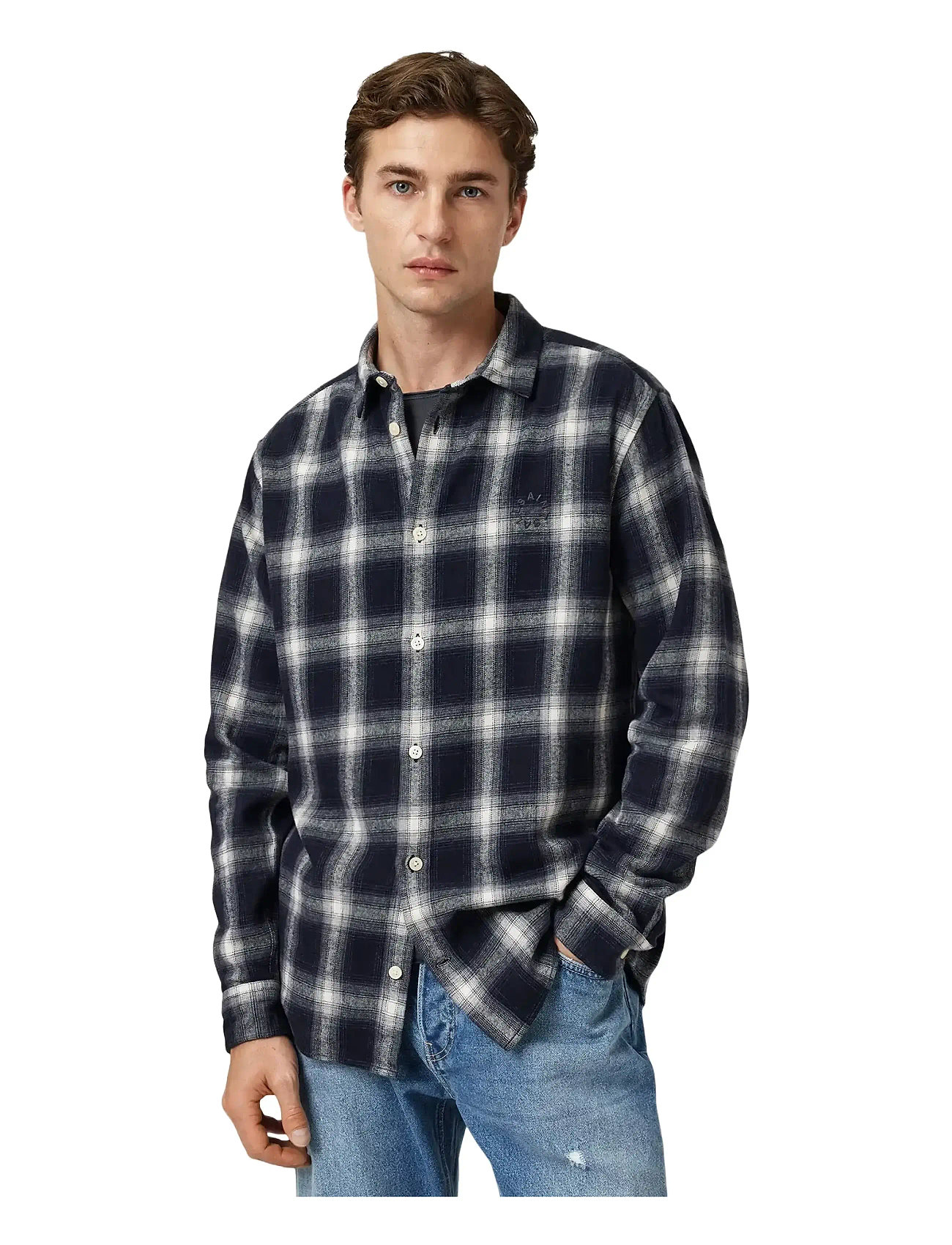 ALLSAINTS Haven Check Ls Shirt Blau - XS - Herren
