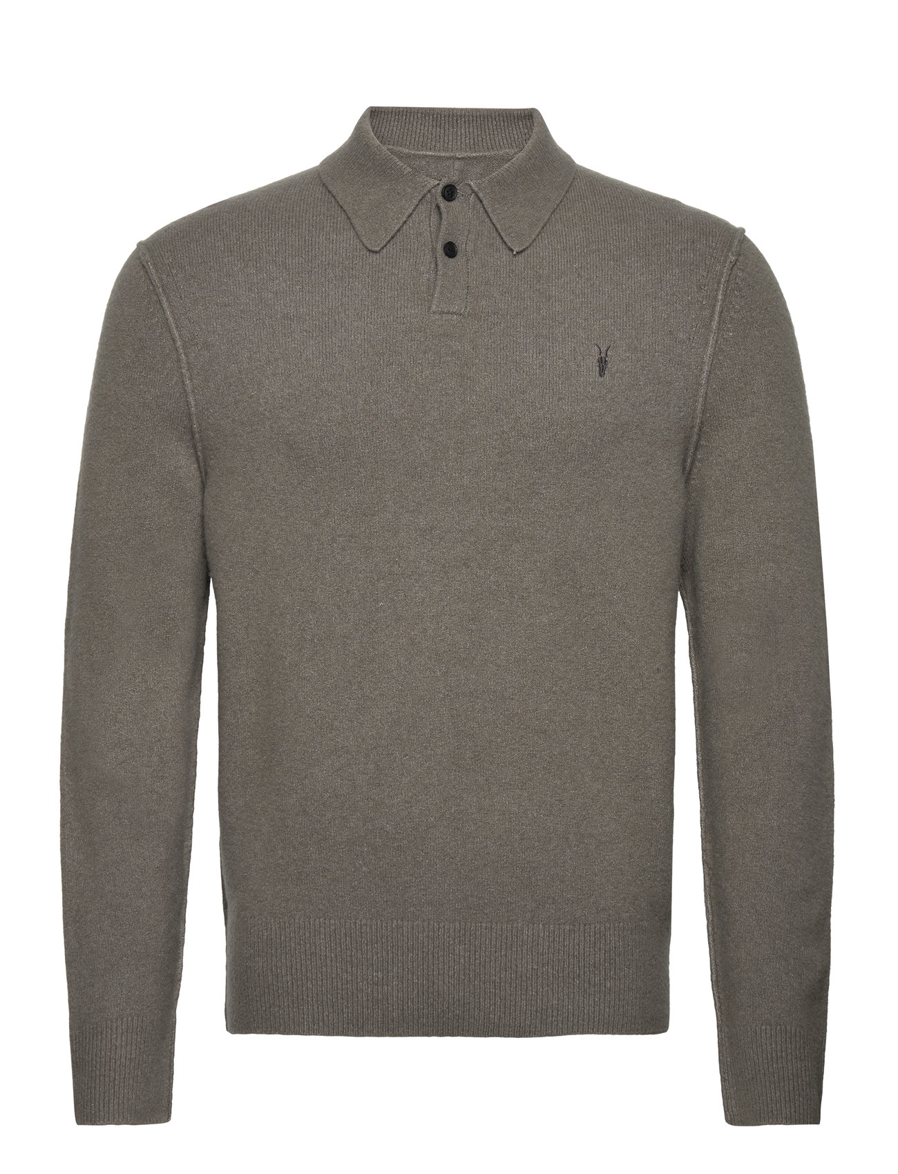 Statten Ls Polo Tops Knitwear Long Sleeve Knitted Polos Grey AllSaints