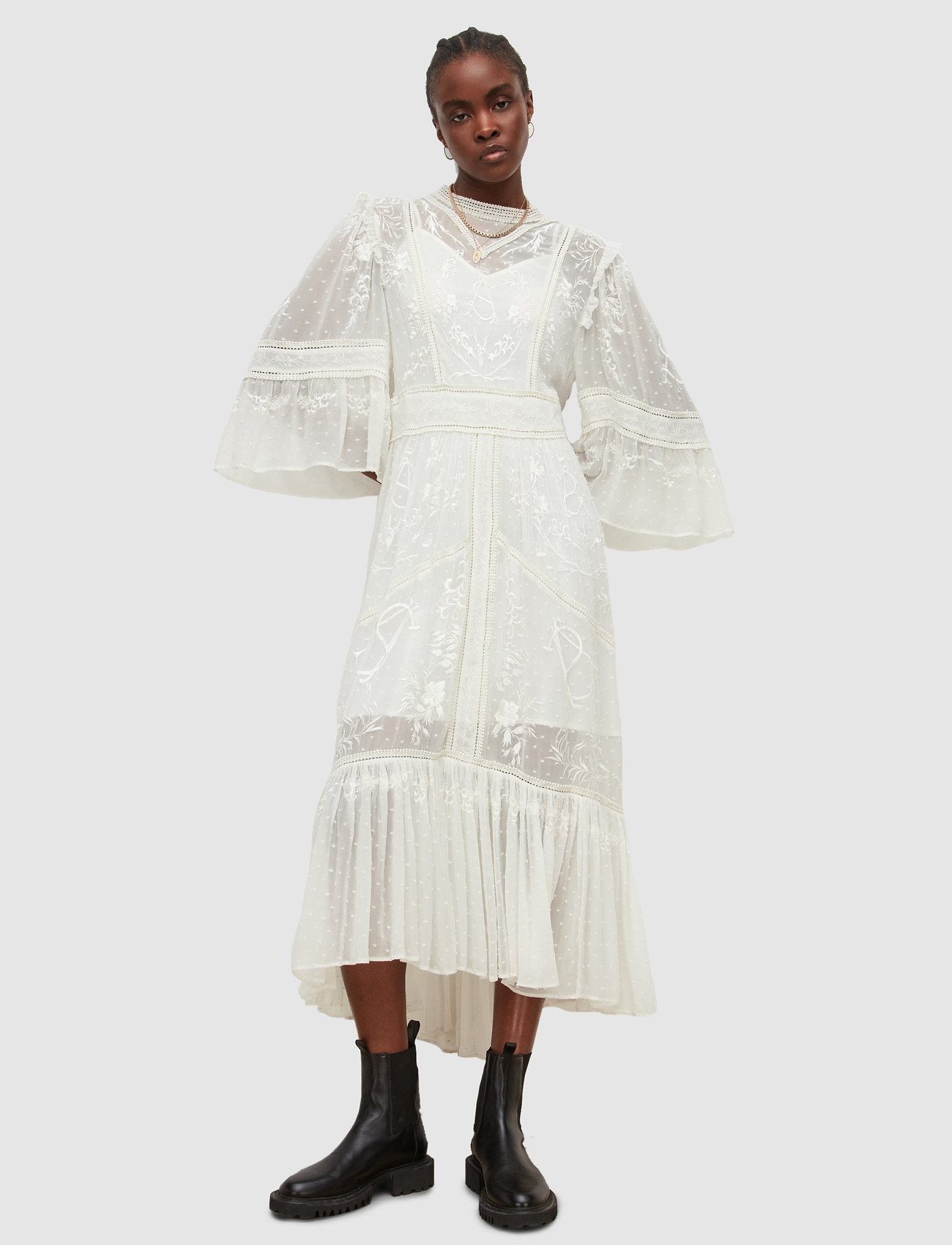 AllSaints - EMERY EMB DRESS - sukienki koktajlowe - off white - 0