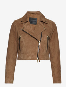 SUEDE RIFT BIKER - leather jackets - tan brown