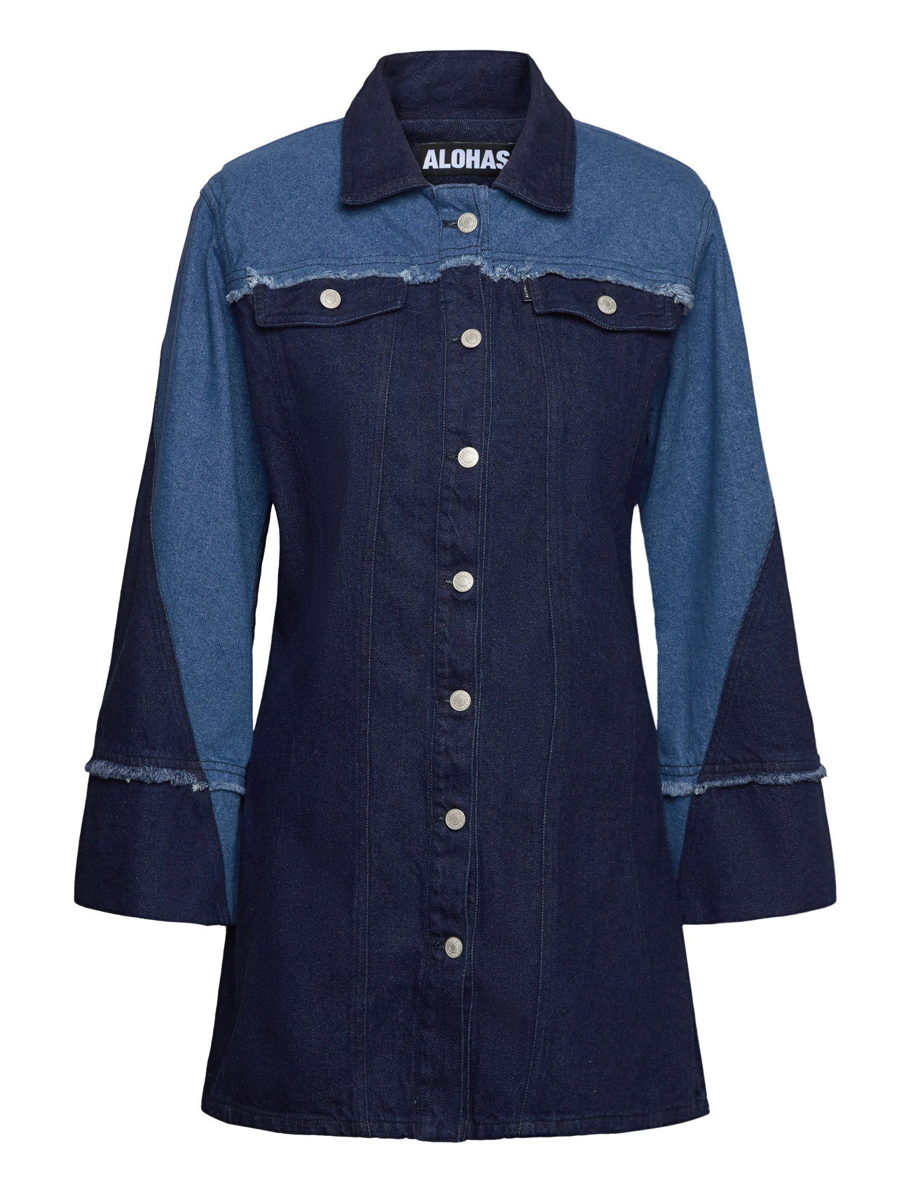 ALOHAS Veden Bicolor Indigo Denim Mini Dress Blå