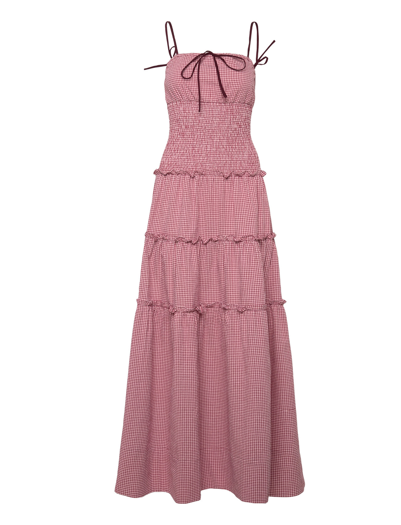 ALOHAS Masami Checks Burgundy Dress Röd