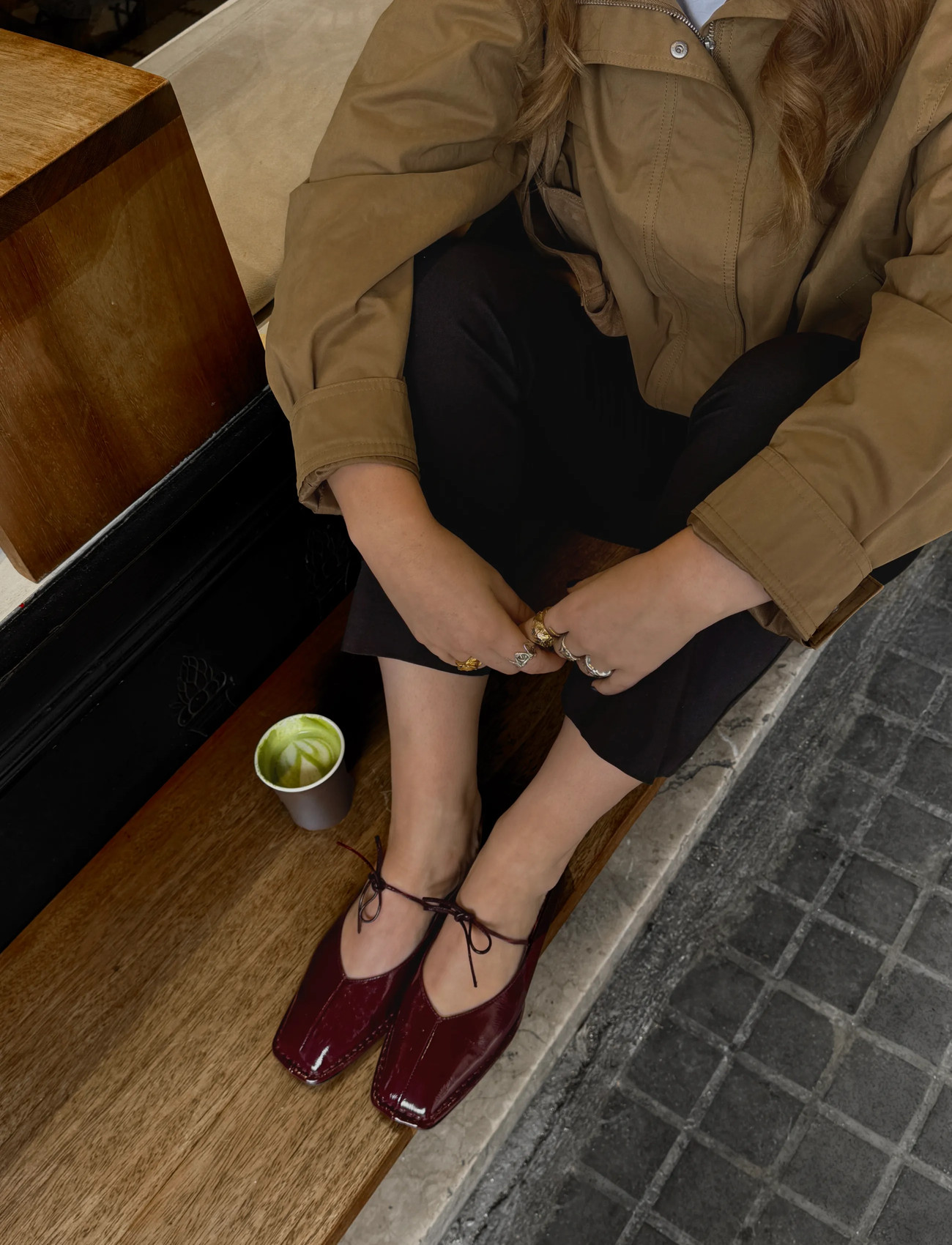 ALOHAS Sway Burgundy Leather Ballet Flats, 42, Red, Sko > Ballerinaer, Dame