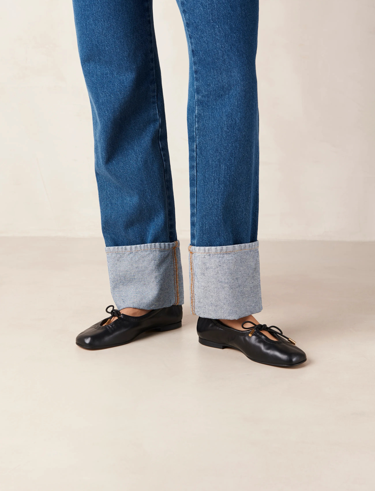 ALOHAS Rosalind Black Leather Ballet Flats, 40, Black, Sko > Ballerinaer, Dame