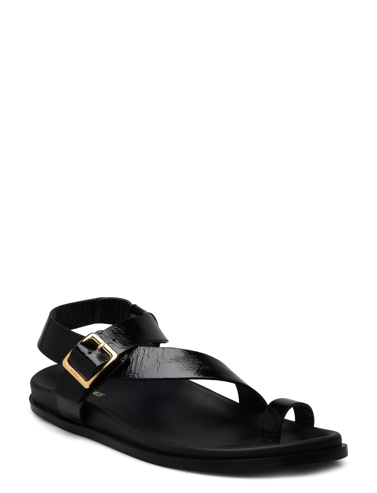 Siren Onix Black Leather Sandals Shoes Sandals Flat Sandals Black ALOHAS