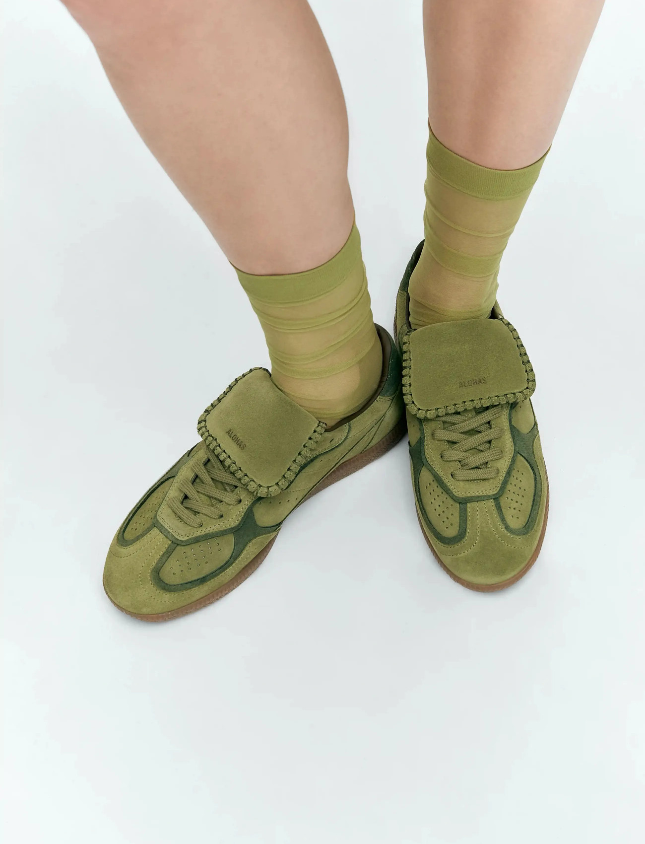ALOHAS Tb.490 Club Leather Sneakers, 42, Khaki green, Sneakers > Sneakers Med Lav Top, Dame