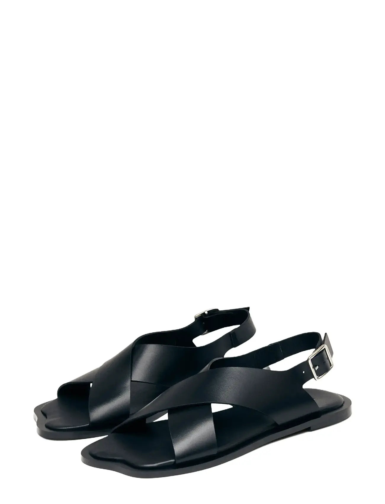 ALOHAS Nalu Black Leather Sandals, 38, Black, Sandaler > Flade Sandals, Dame