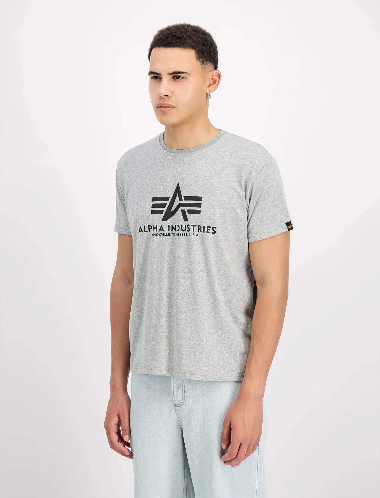 Alpha Industries Basic T-Shirt, S, Grey, T-Shirts > Kortærmede, Herre
