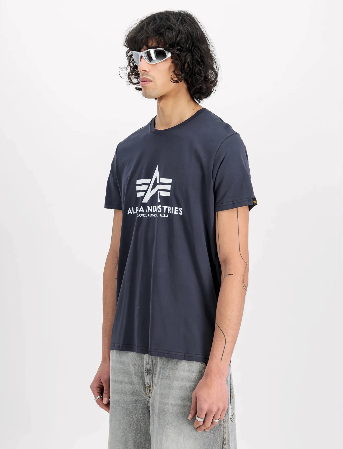 Alpha Industries Basic T-Shirt, XXL, Blue, T-Shirts > Kortærmede, Herre