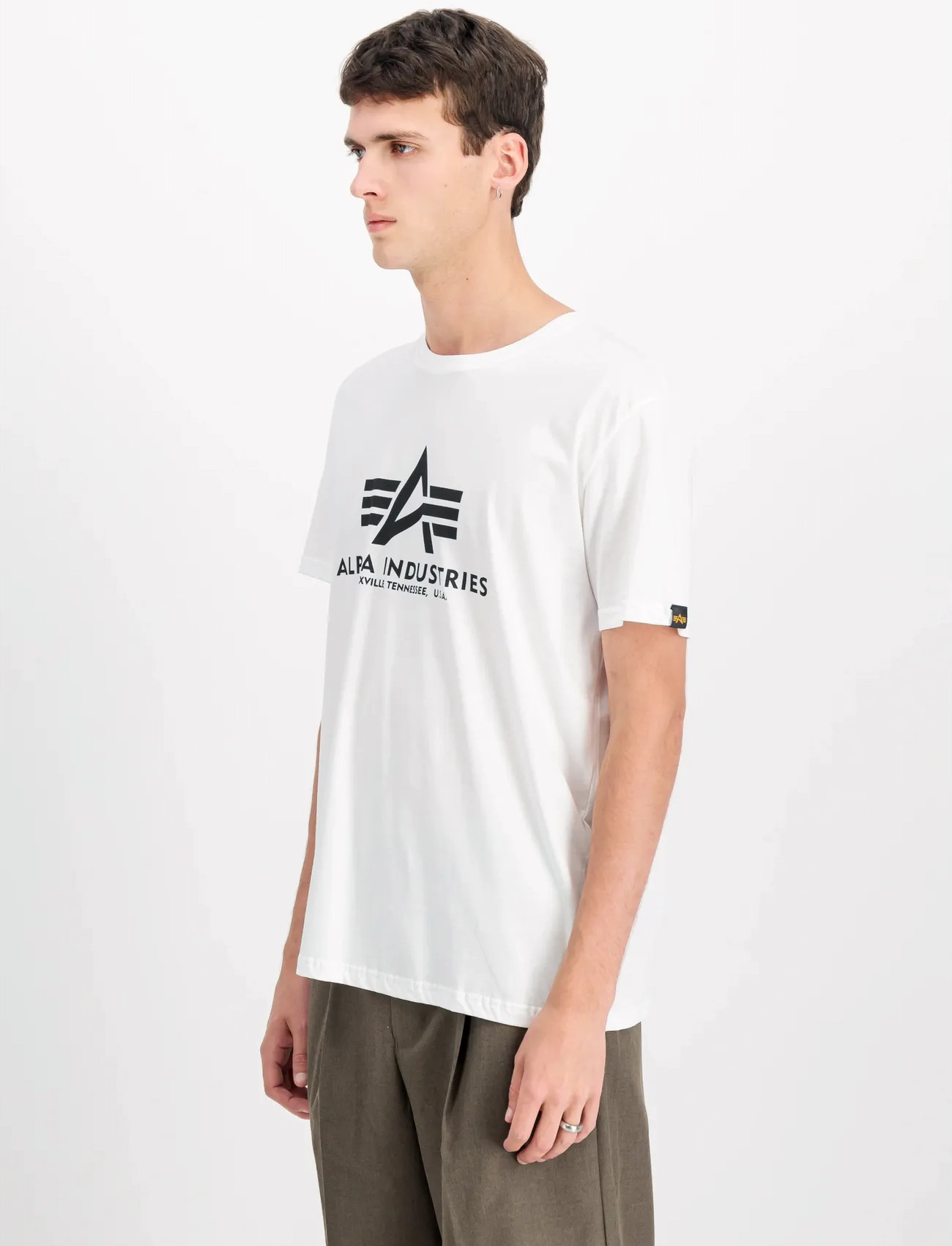 Alpha Industries Basic T-Shirt, S, White, T-Shirts > Kortærmede, Herre