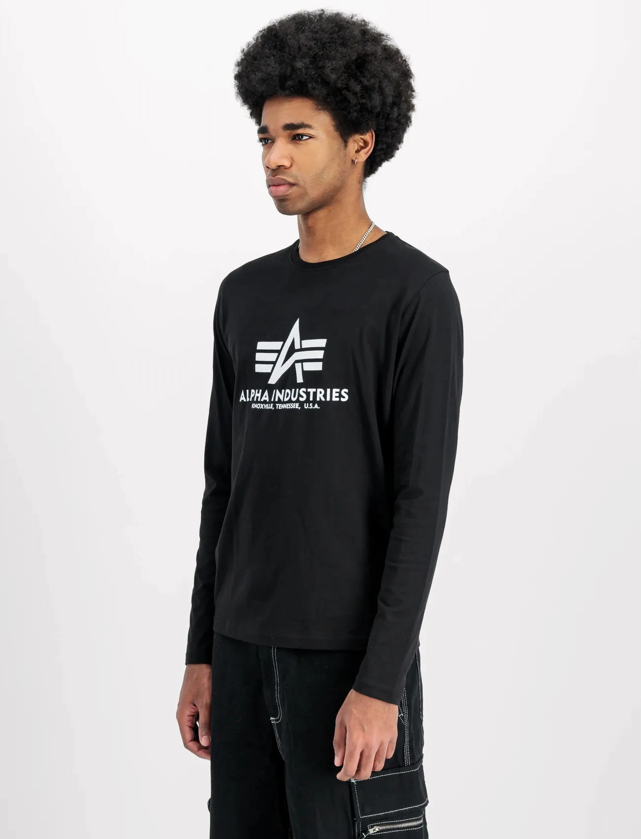Alpha Industries Basic Longsleeve Bl, S, Black, T-Shirts > Langærmede, Herre