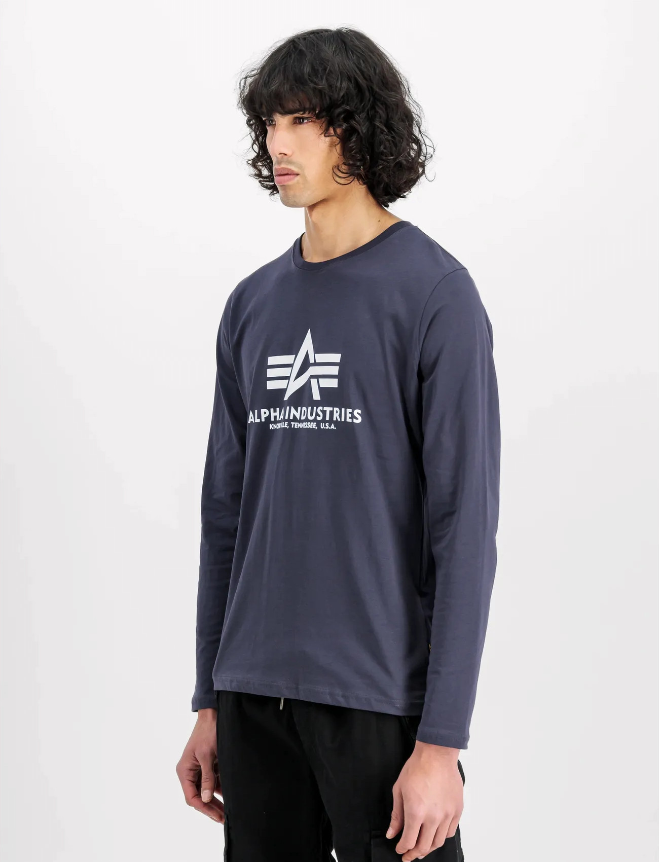Alpha Industries Basic Longsleeve Bl, S, Black, T-Shirts > Langærmede, Herre