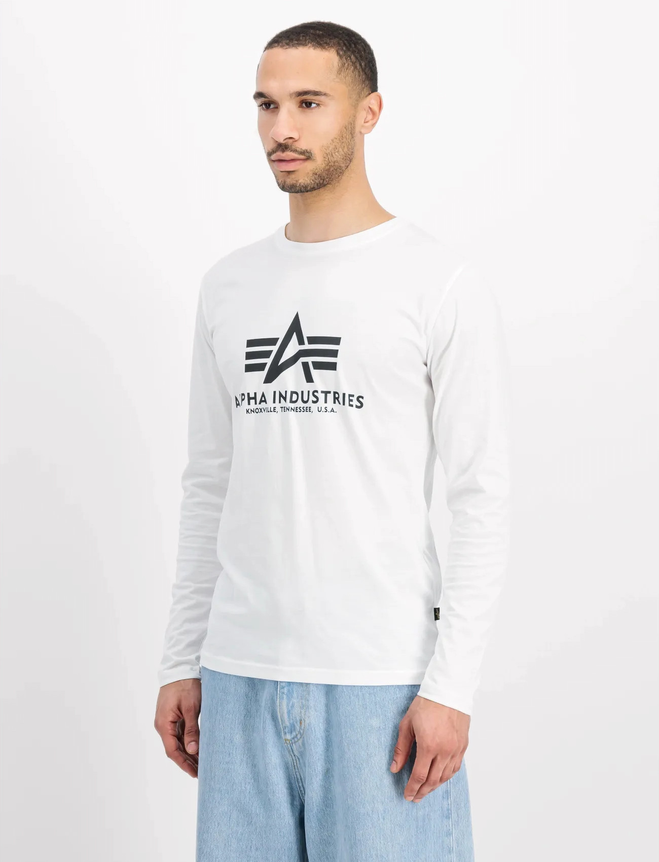 Alpha Industries Basic Longsleeve Bl, S, White, T-Shirts > Langærmede, Herre