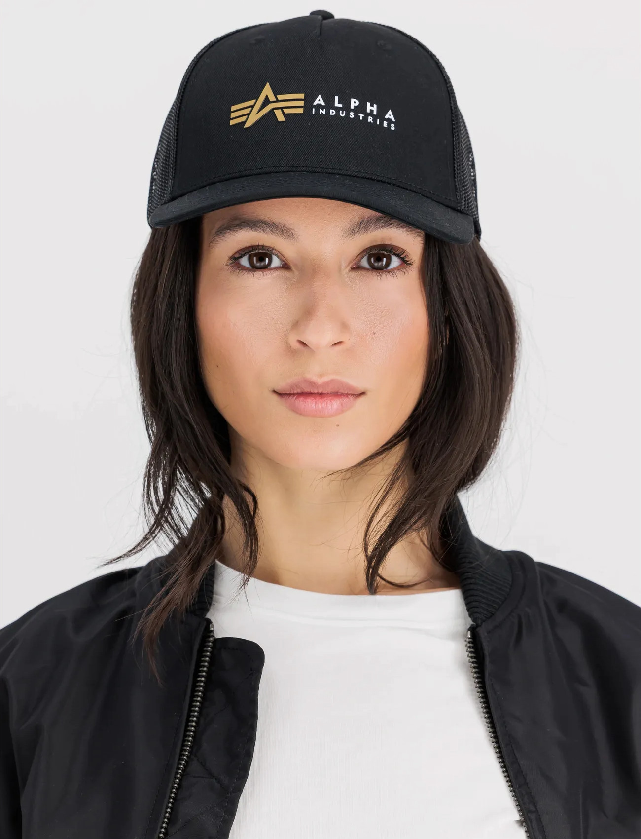 Alpha Industries Alpha Label Trucker Cap, One Size, Black, Hovedbeklædning > Kasketter, Herre