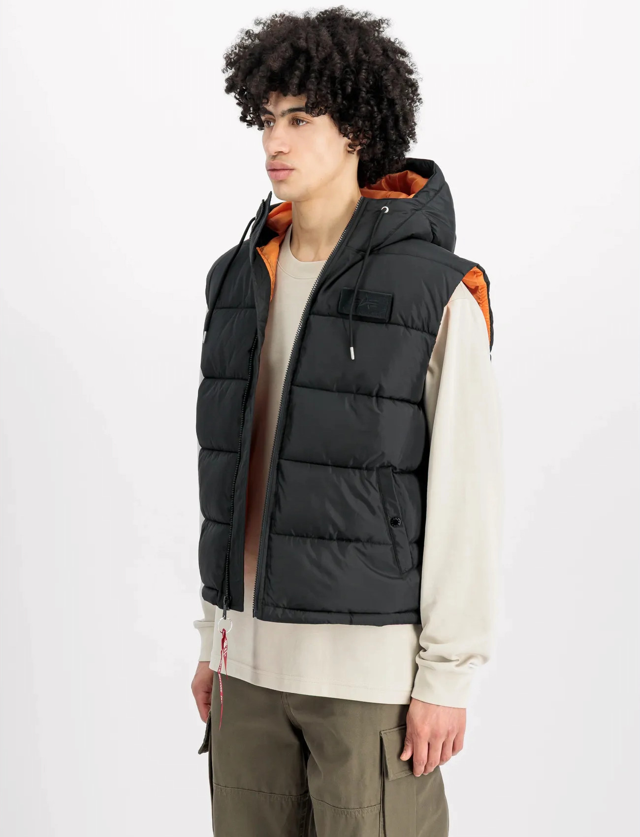 Alpha Industries Hooded Puffer Vest Fd, S, Black, Designere > Veste, Herre