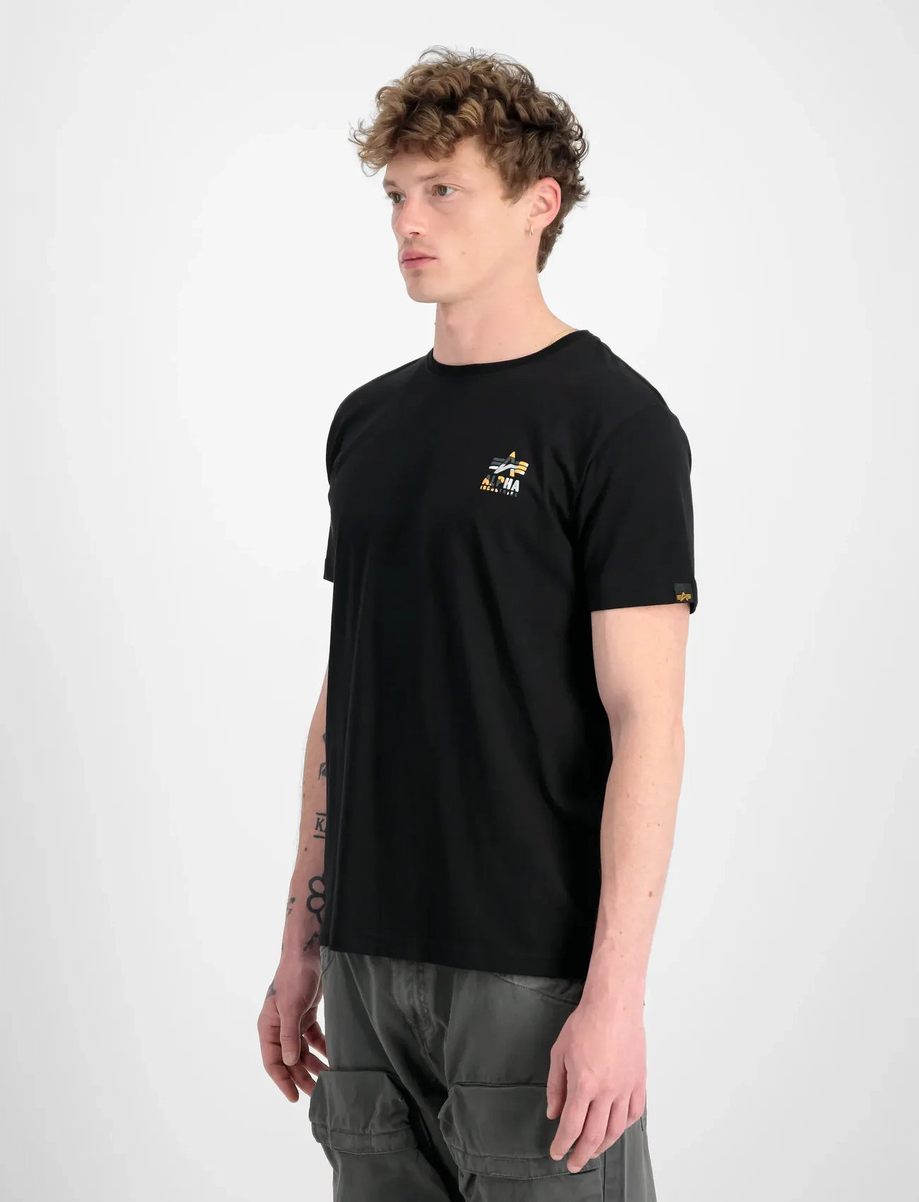 Alpha Industries Camo Logo Puff Print Back Print T, S, Black, T-Shirts > Kortærmede, Herre