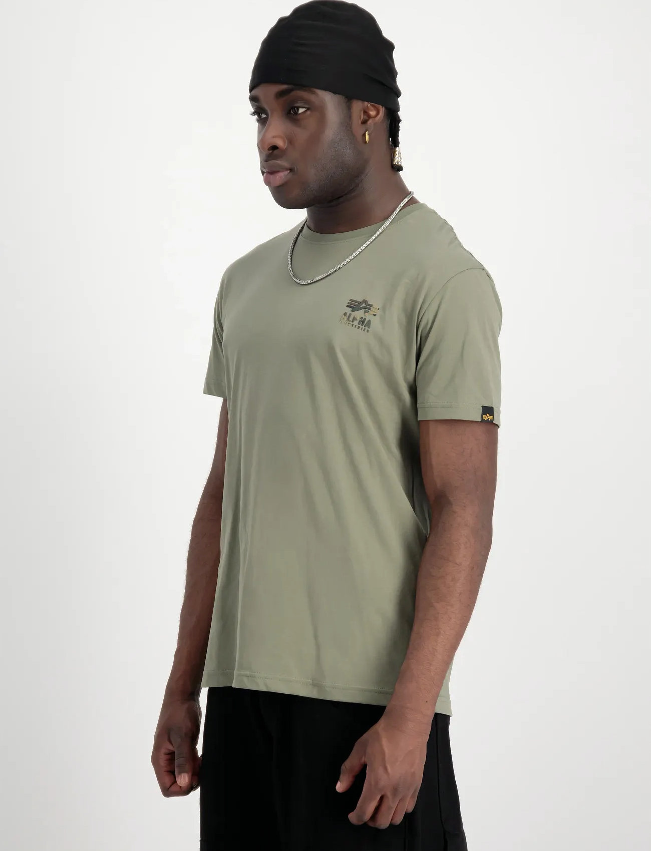 Alpha Industries Camo Logo Puff Print Back Print T, S, Khaki green, T-Shirts > Kortærmede, Herre