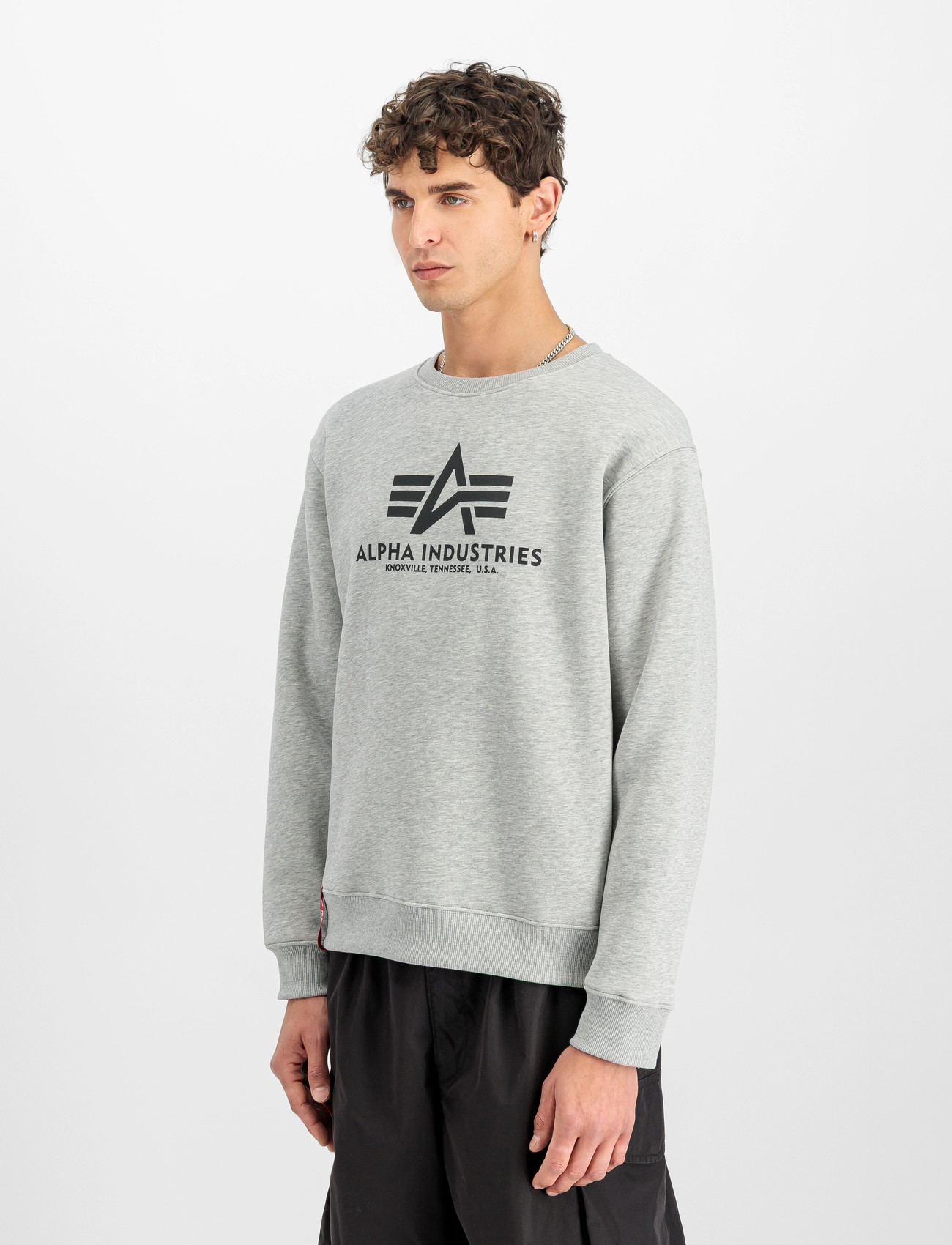 Alpha Industries Basic Sweater, L, Grey, Sweatshirts & Hættetrøjer > Sweatshirts, Herre
