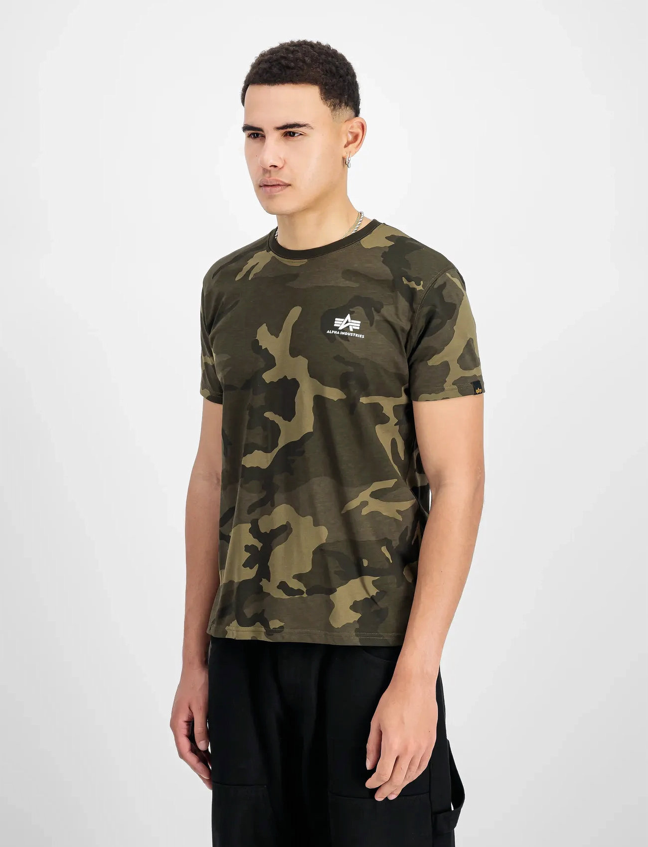 Alpha Industries Basic T-Shirt Sl Camo, S, Brown, T-Shirts > Kortærmede, Herre