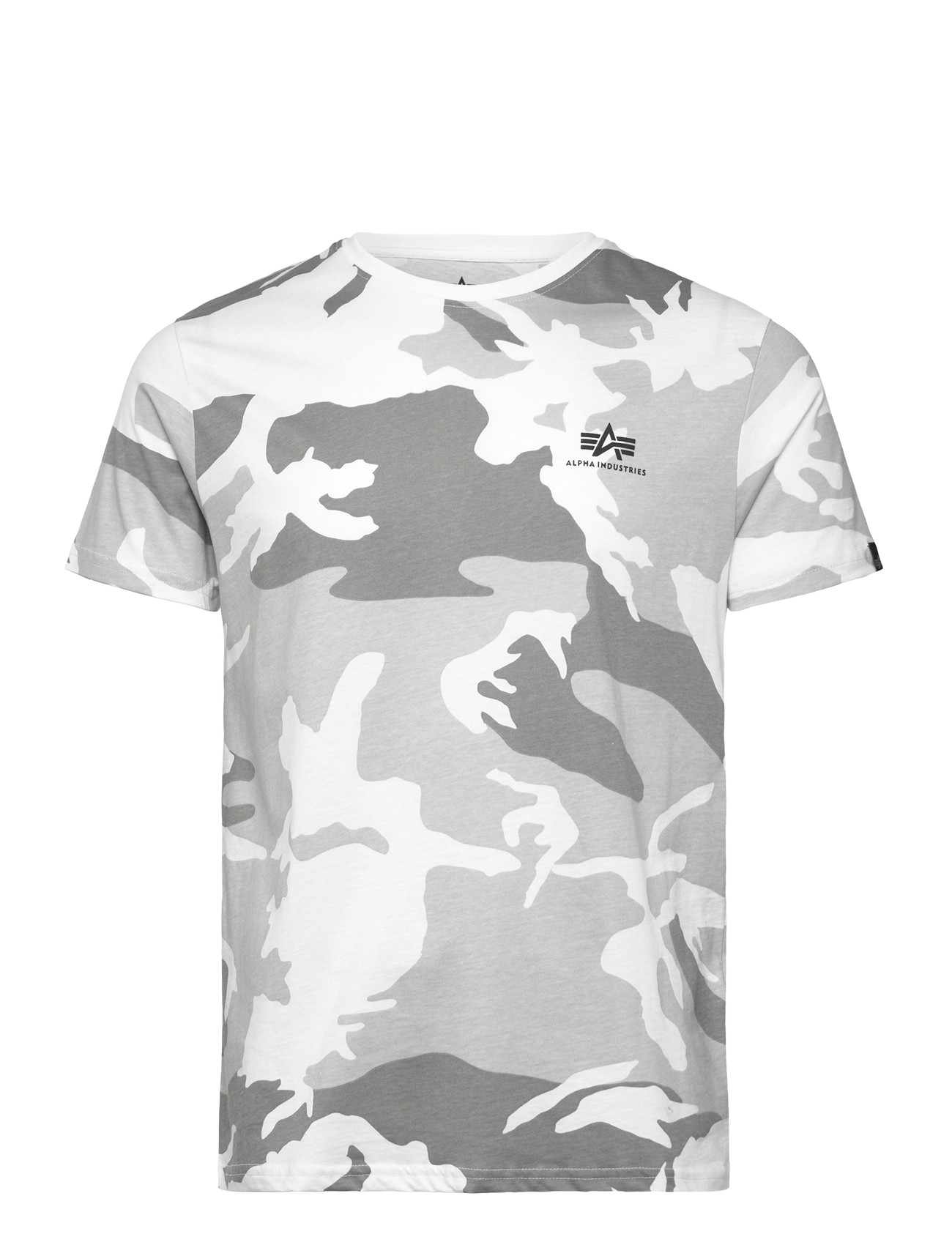 Alpha Industries Basic T-Shirt Sl Camo, S, White, T-Shirts > Kortærmede, Herre