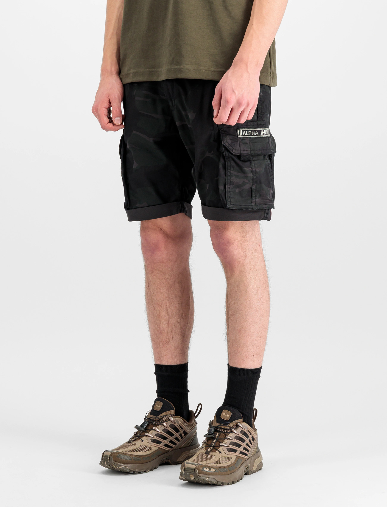 Alpha Industries Crew Short Camo, 34, Black, Shorts > Cargo Shorts, Herre