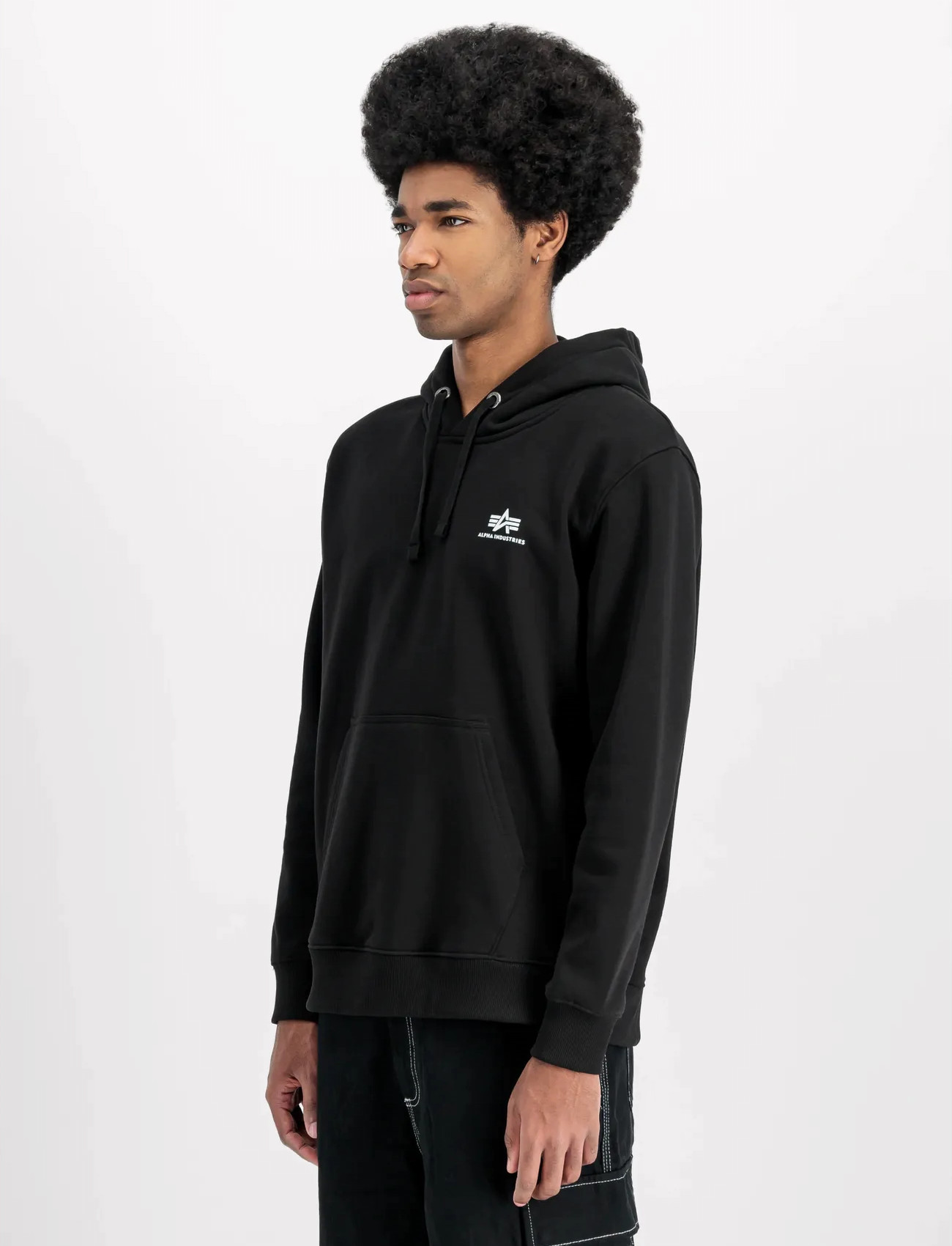 Alpha Industries Basic Hoodie Small Logo, S, Black, Sweatshirts & Hættetrøjer > Hættetrøjer, Herre