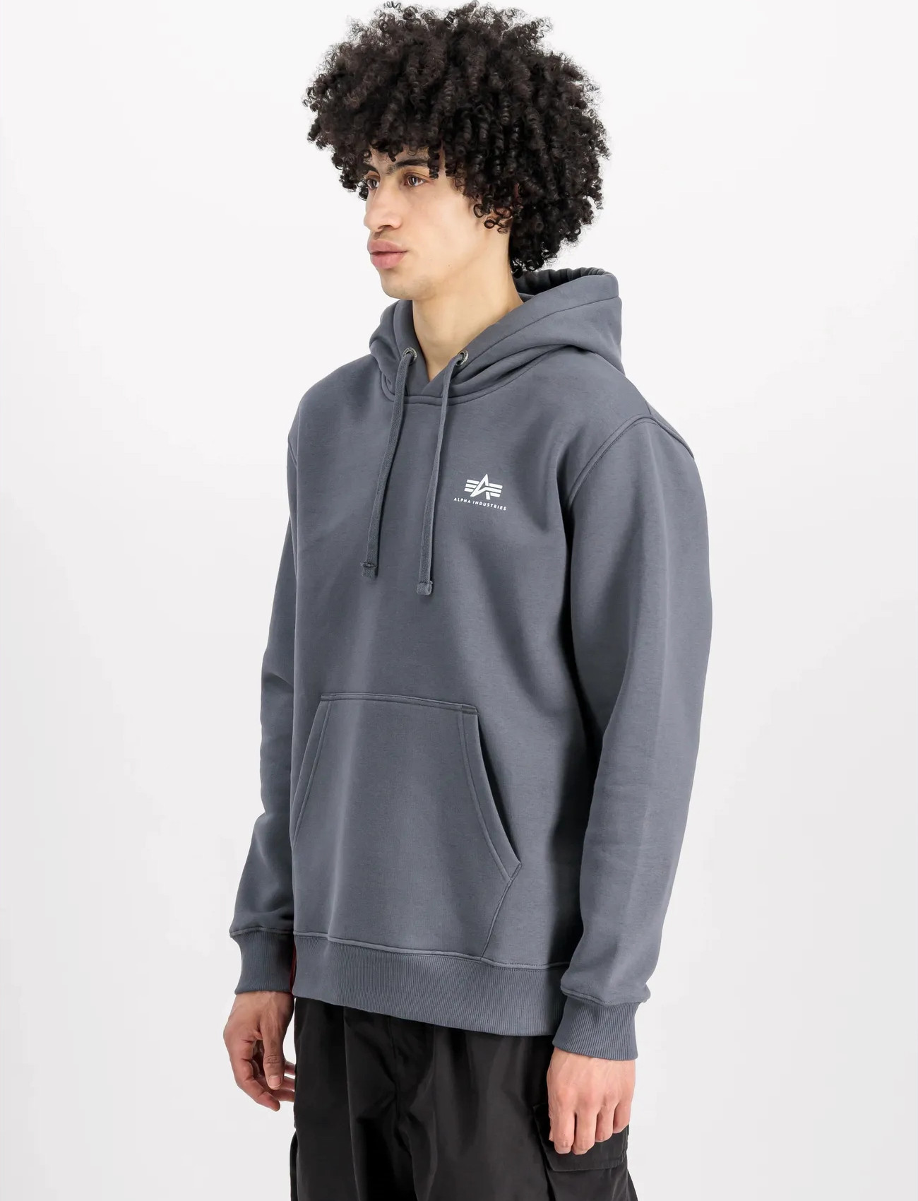 Alpha Industries Basic Hoodie Small Logo, S, Grey, Sweatshirts & Hættetrøjer > Hættetrøjer, Herre