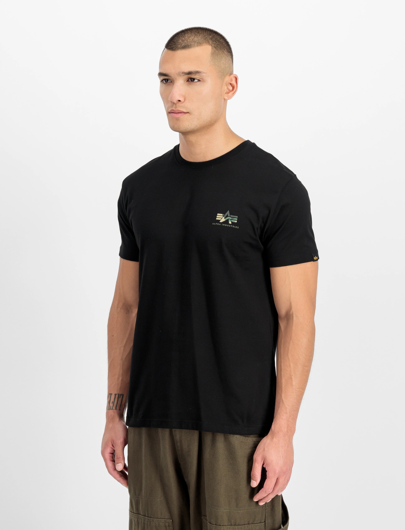 Alpha Industries Camo Print T-Shirt, S, Black, T-Shirts > Kortærmede, Herre