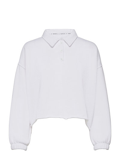 aerie fleece of mind cropped polo sweatshirt