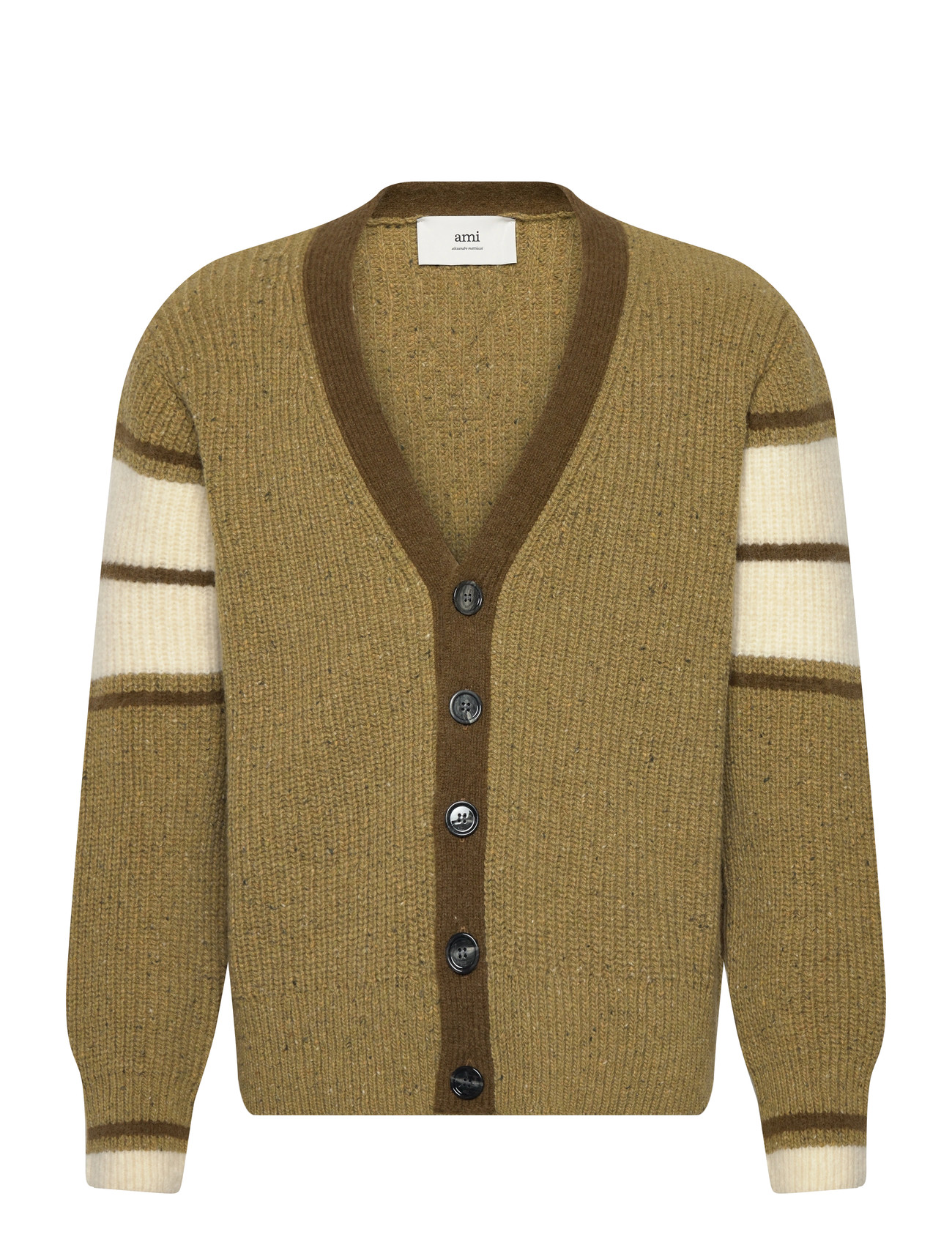 AMI College Cardigan, L, Khaki green, Strik > Cardigans, Herre