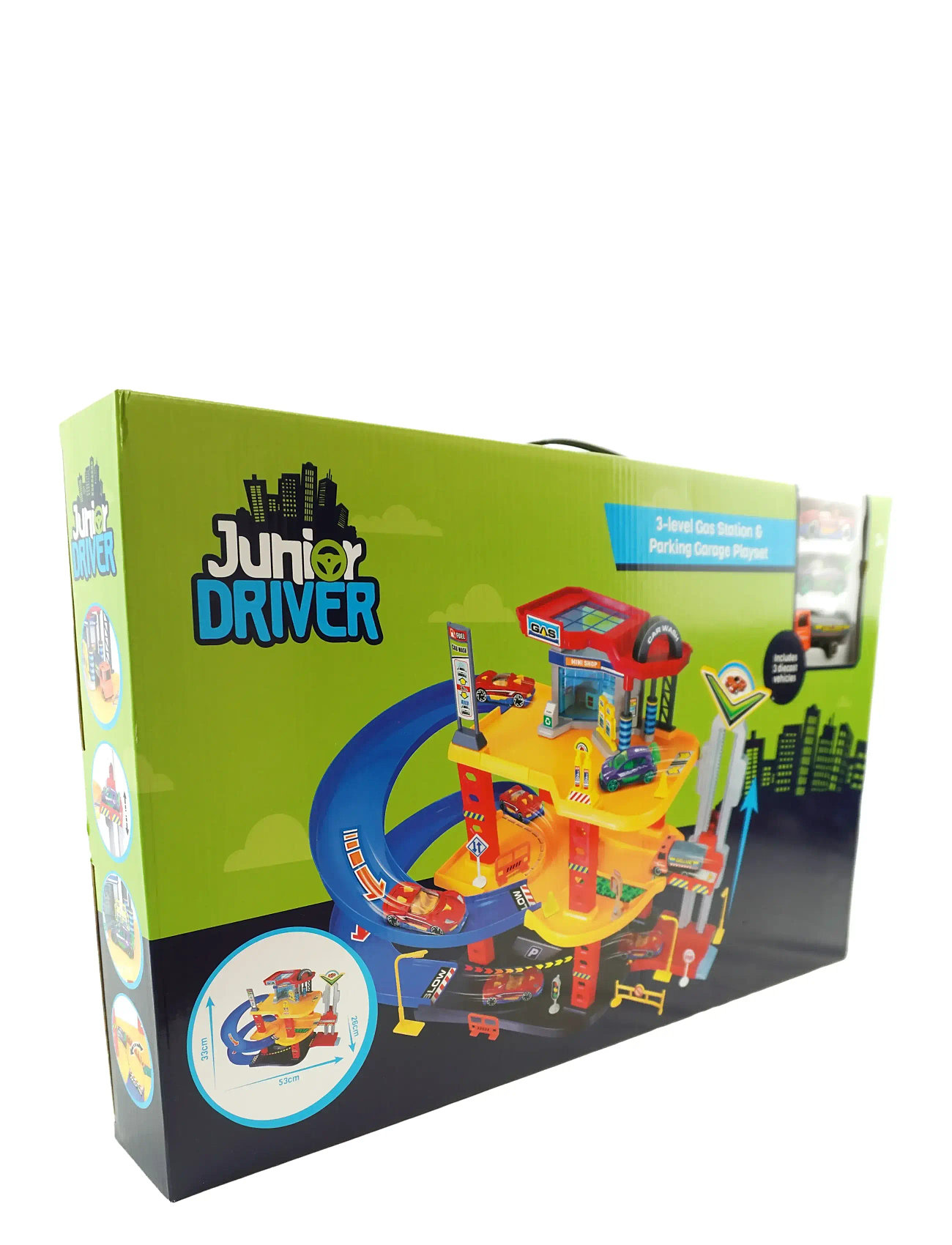 AMO Junior Driver Gas Station Playset With 3 Vehicles, One Size, Multi/patterned, Legetøjsbiler Og -Køretøjer > Racerbaner, Børn