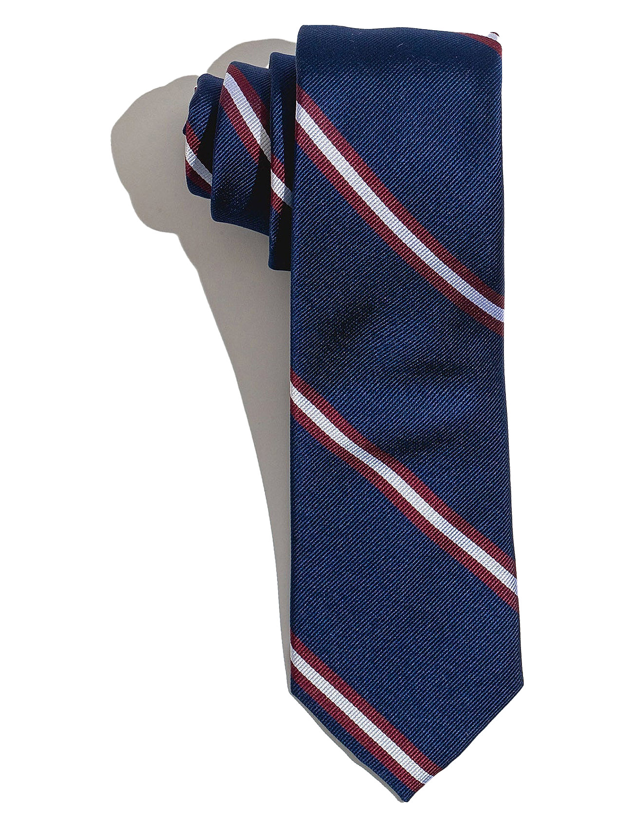 Navy Burgundy White Striped Preppy Silk Navy AN IVY