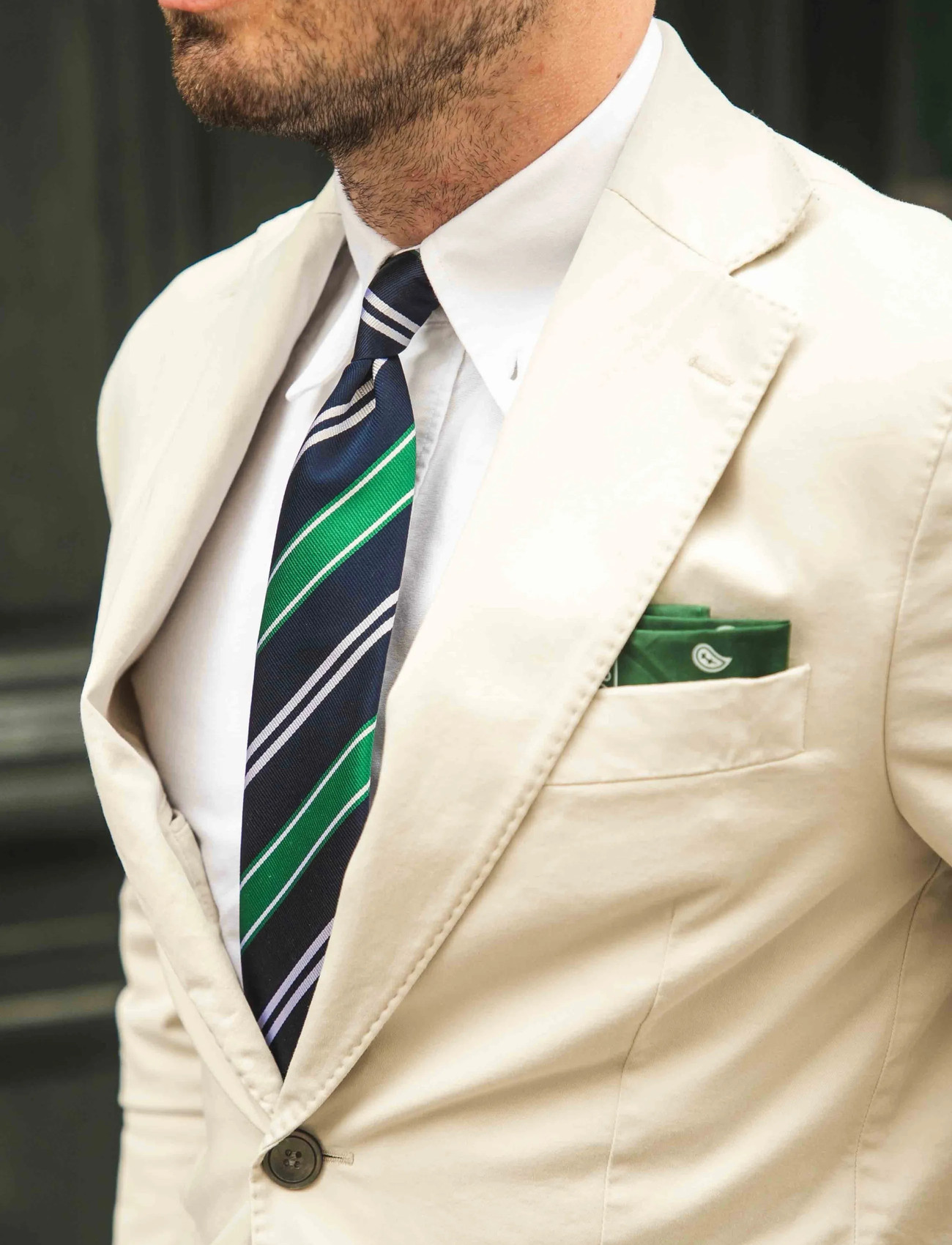 AN IVY Navy Green Club Tie, One Size, Navy, Tilbehør > Slips, Herre