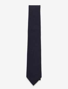 Solid Navy Cotton Tie - krawatten - navy