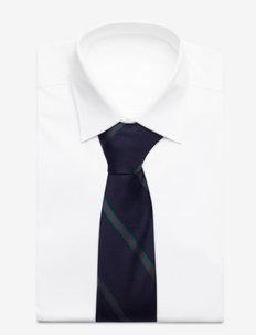 Navy Green Red Thin Stripes Silk Tie - krawatten - navy/green/red