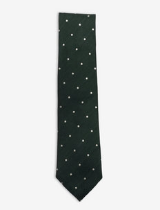 Green White Dots Silk Linen Tie - krawatten - green/white