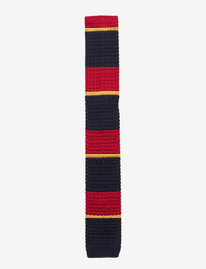 Navy Red Yellow Knit IVY Tie - slips - navy/red/yellow