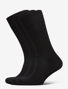 3 Pack Black Ribbed Socks - regular socks - black