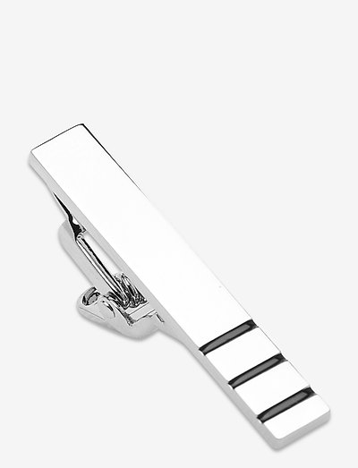 Triple Striped Silver Bar 3,5 cm - tie clips - silver/black