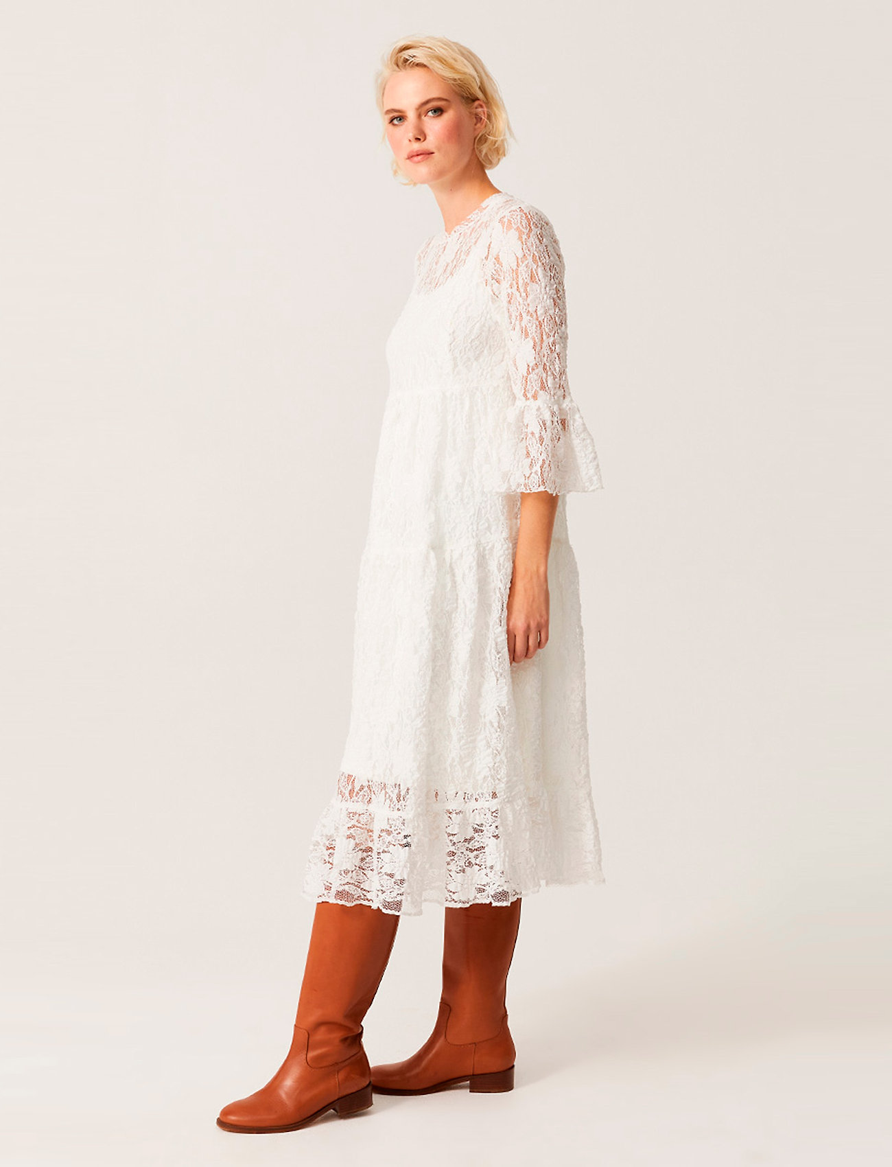Andiata - Ember Dress - sukienki koronkowe - white - 0