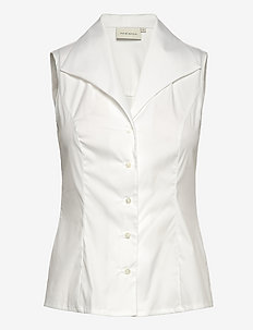 Tess Sleeveless Shirt - denim shirts - white